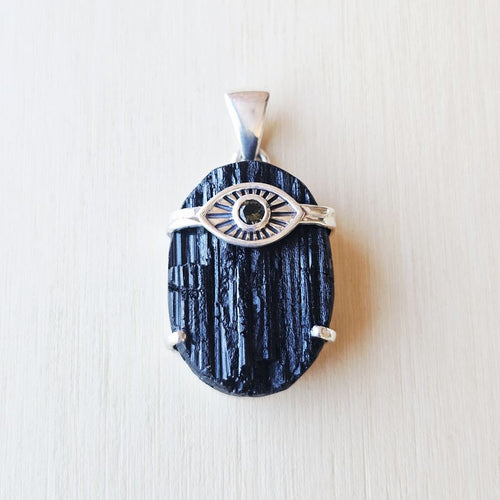 Moldavite & Black Tourmaline Pendant | The Power Of Two
