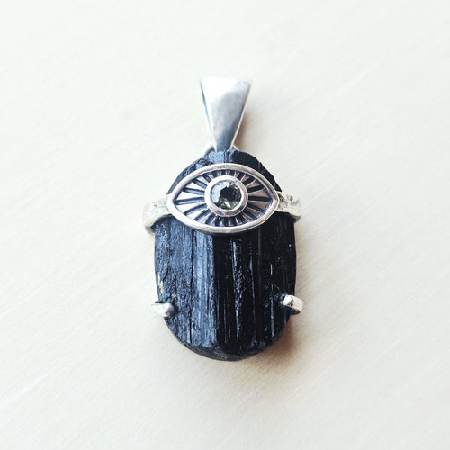 Moldavite & Black Tourmaline Pendant | The Power Pair