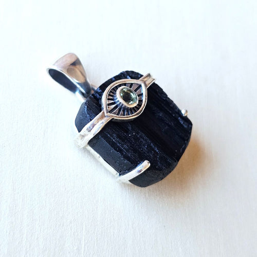Moldavite & Black Tourmaline Pendant | The Power Pair