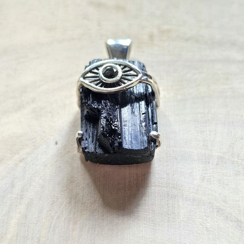 Moldavite & Black Tourmaline Pendant | Transform & Construct