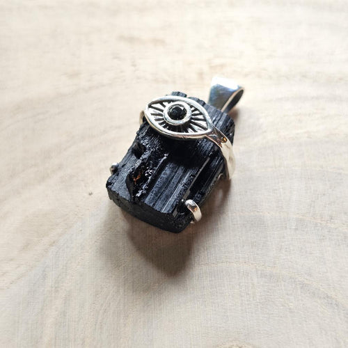 Moldavite & Black Tourmaline Pendant | Transform & Construct