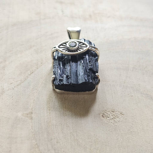 Moldavite & Black Tourmaline Pendant | Wonder Twin Power