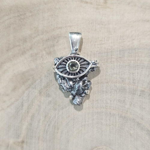 Moldavite & Campo Del Cielo Pendant | Cosmic Collision