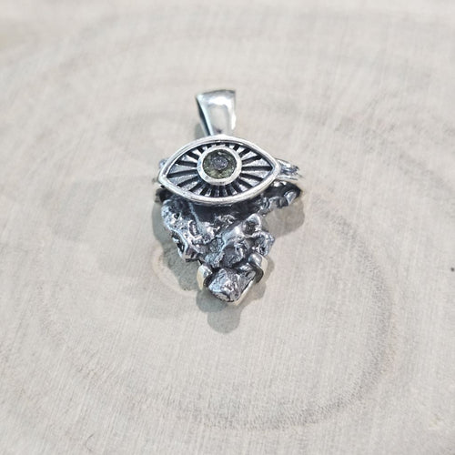 Moldavite & Campo Del Cielo Pendant | Cosmic Collision