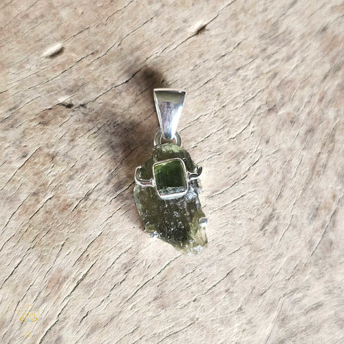 Moldavite & Green Tourmaline Pendant | Emerald Order