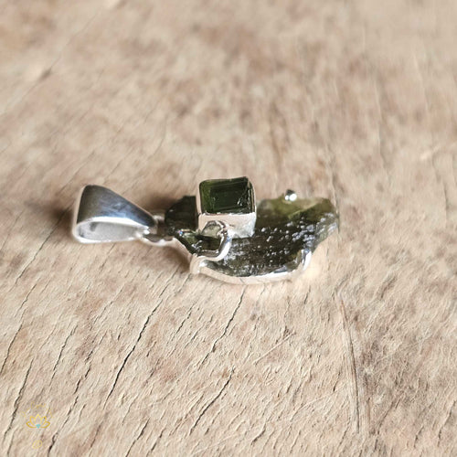 Moldavite & Green Tourmaline Pendant | Emerald Order