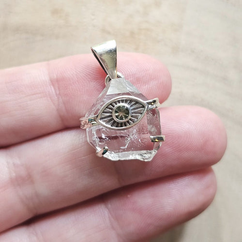 Moldavite & Herkimer Pendant | Cosmic Gnosis