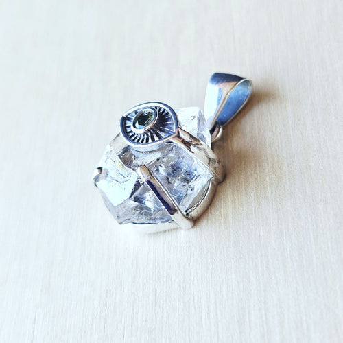 Moldavite & Herkimer Pendant | Divine Pairing