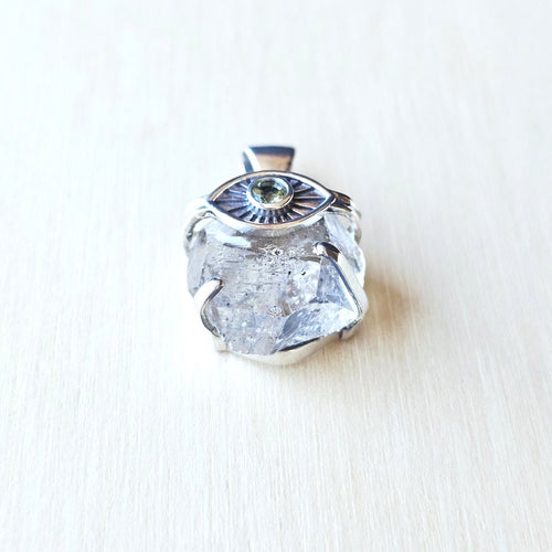 Moldavite & Herkimer Pendant | Divine Pairing