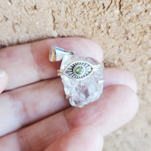 Moldavite & Herkimer Pendant | Natural Alignment