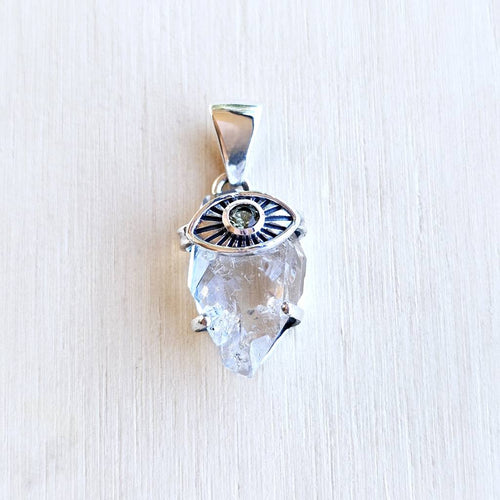 Moldavite & Herkimer Pendant | Quantum Vision