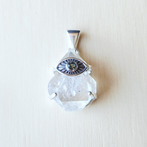Moldavite & Herkimer Pendant | Quantum Vision
