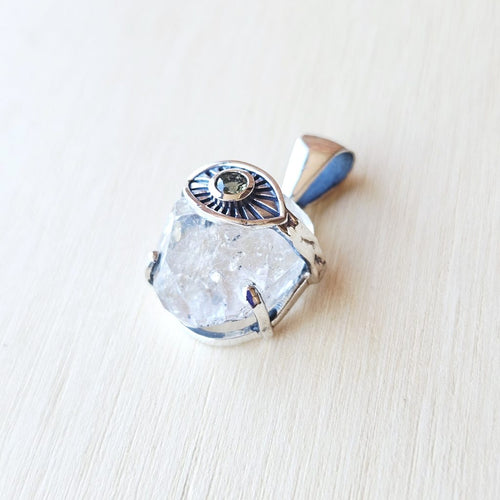 Moldavite & Herkimer Pendant | Quantum Vision