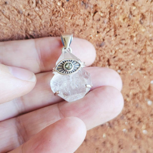 Moldavite & Herkimer Pendant | Quantum Vision