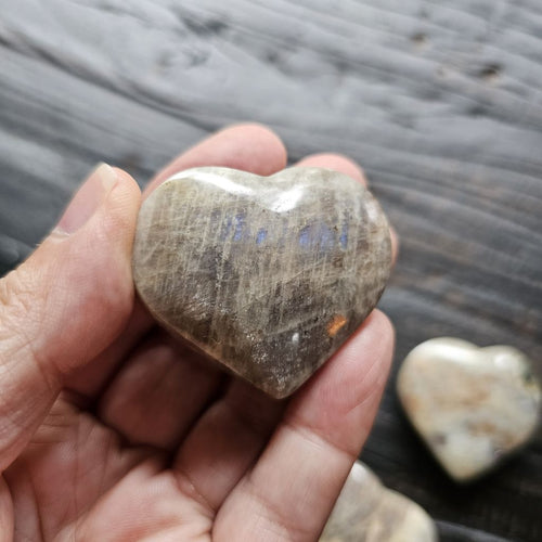 Moonstone & Sunstone (Belomorite) Crystal Hearts