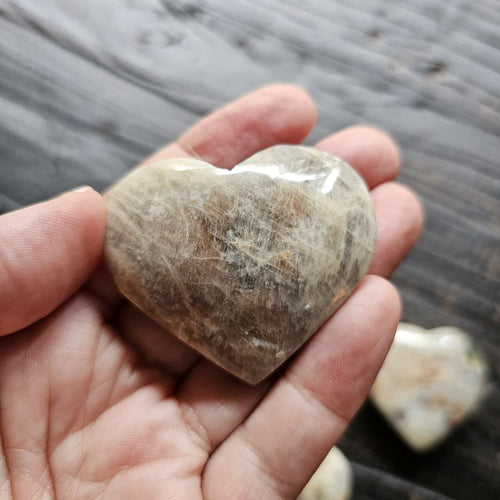 Moonstone & Sunstone (Belomorite) Crystal Hearts