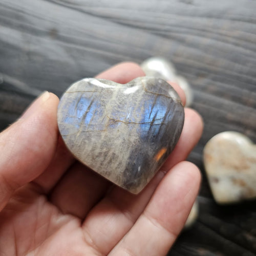 Moonstone & Sunstone (Belomorite) Crystal Hearts