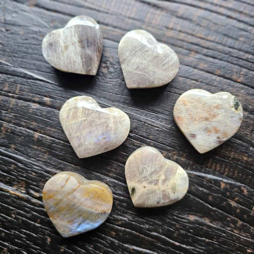 Moonstone & Sunstone (Belomorite) Crystal Hearts