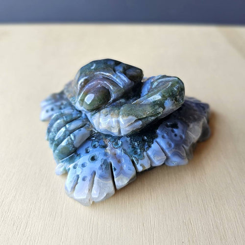 Moss Agate Crab Carving | Guardian Of The Tides