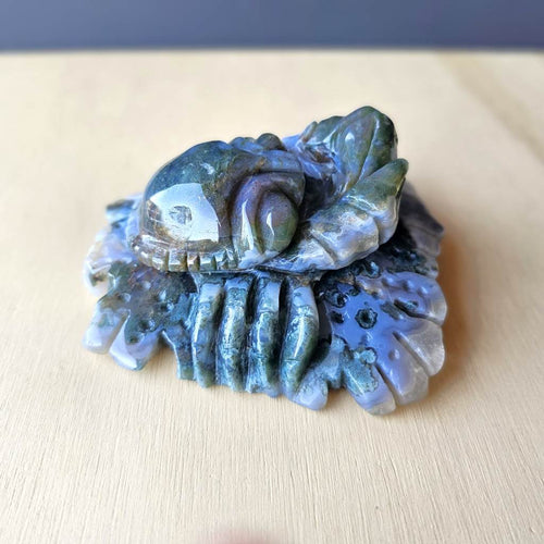 Moss Agate Crab Carving | Guardian Of The Tides
