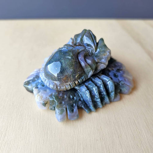 Moss Agate Crab Carving | Guardian Of The Tides
