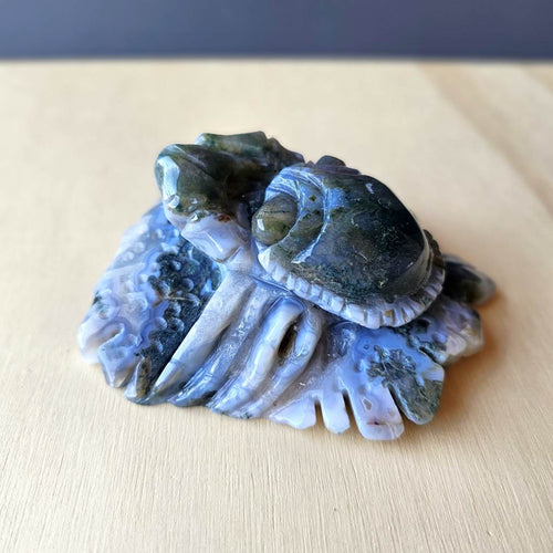 Moss Agate Crab Carving | Guardian Of The Tides