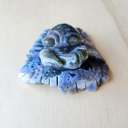 Moss Agate Crab Carving | Guardian Of The Tides