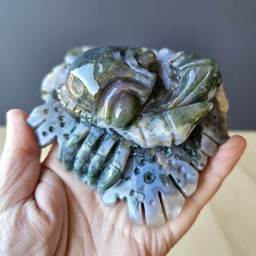Moss Agate Crab Carving | Guardian Of The Tides