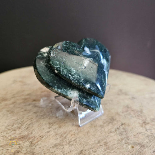 Moss Agate | Double Heart 164gms