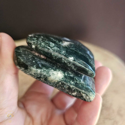 Moss Agate | Double Heart 164gms