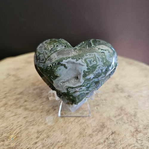 Moss Agate | Double Heart 175gm