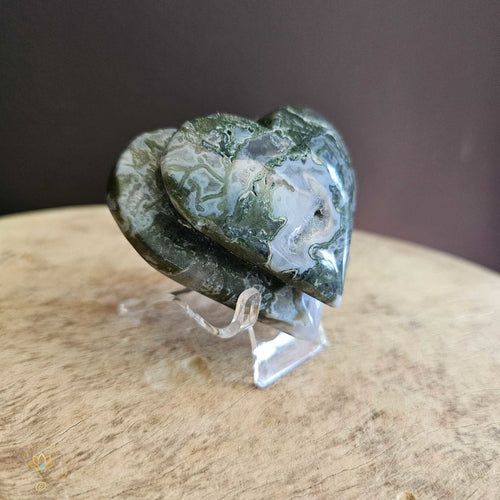 Moss Agate | Double Heart 175gm