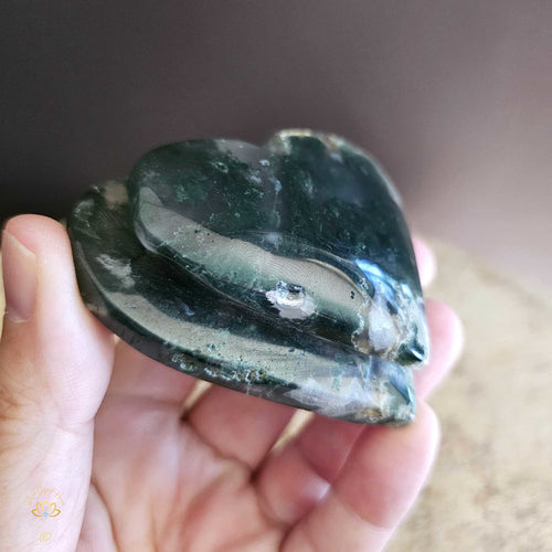 Moss Agate | Double Heart 175gms