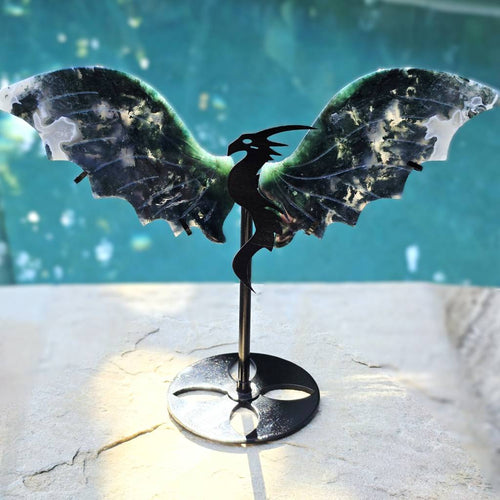 Moss Agate Dragon | On Stand