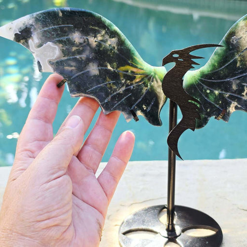 Moss Agate Dragon | On Stand
