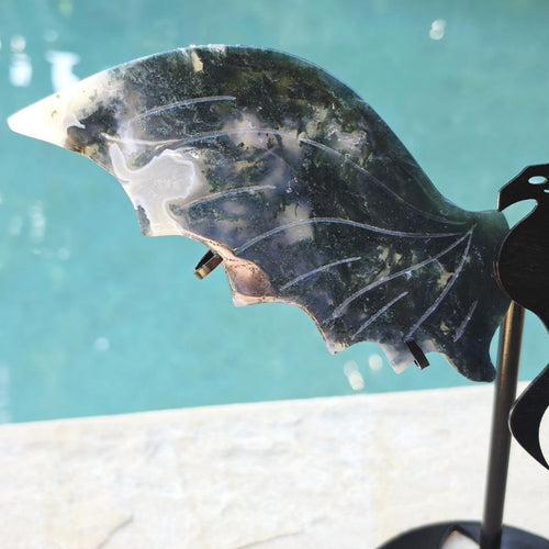 Moss Agate Dragon | On Stand