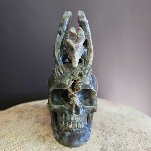 Moss Agate Dragon Skull | Wayshower To Truth