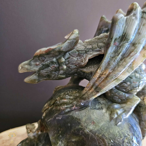 Moss Agate Dragon Skull | Wayshower To Truth