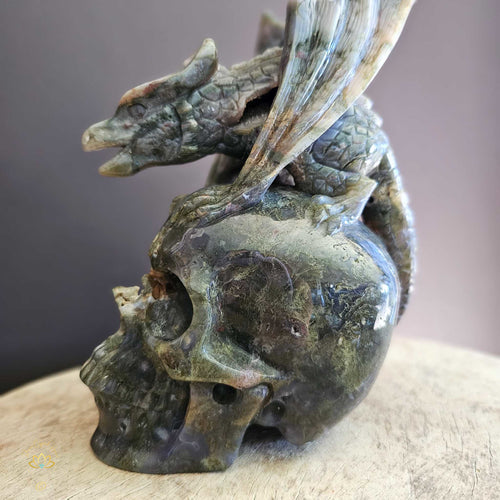 Moss Agate Dragon Skull | Wayshower To Truth