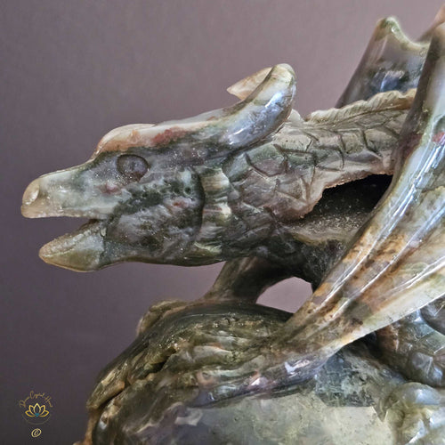 Moss Agate Dragon Skull | Wayshower To Truth