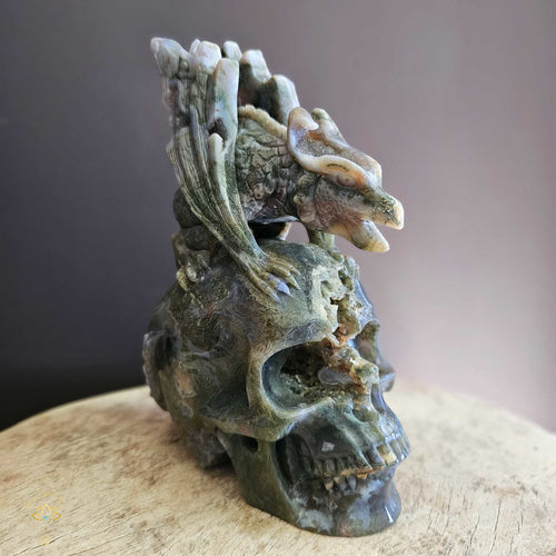 Moss Agate Dragon Skull | Wayshower To Truth