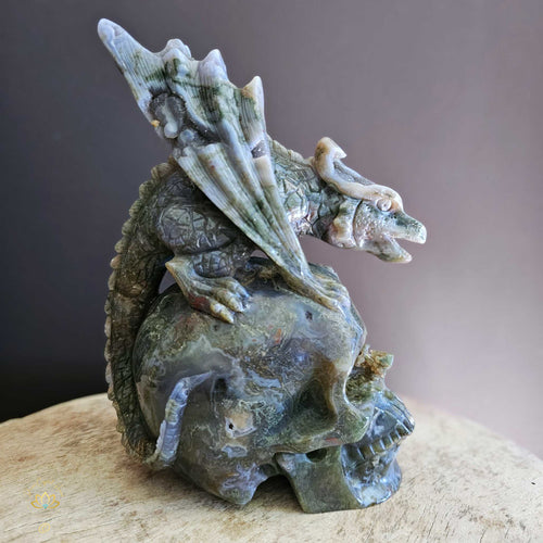 Moss Agate Dragon Skull | Wayshower To Truth