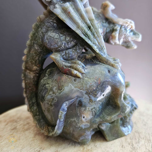 Moss Agate Dragon Skull | Wayshower To Truth