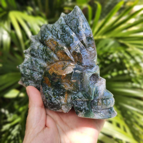 Moss Agate Skull | Mystic Mohawk