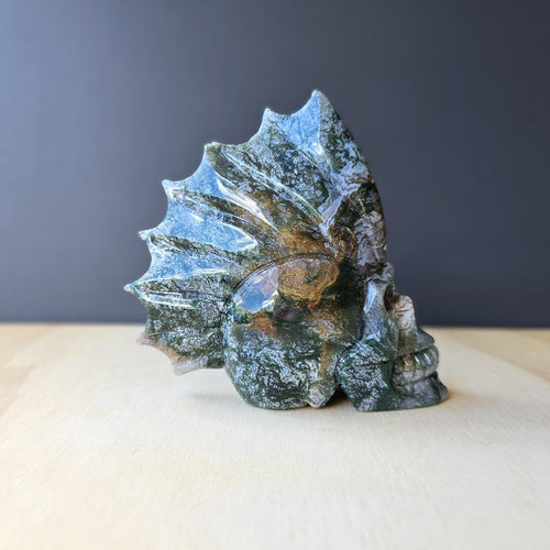 Moss Agate Skull | Mystic Mohawk