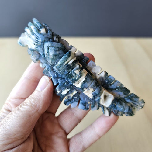 Moss Agate Squid Carving | Depths Of Wisdom
