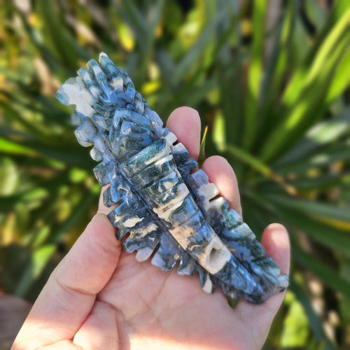 Moss Agate Squid Carving | Depths Of Wisdom