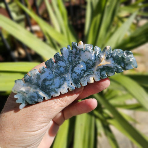 Moss Agate Squid Carving | Depths Of Wisdom