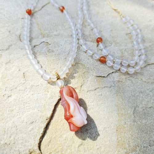 Nanhong Agate Adjustable Necklace | Bamboo Serenity