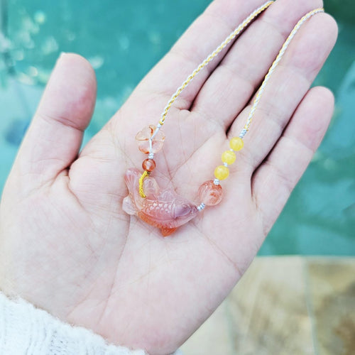 Nanhong Agate Koi Fish Adjustable Necklace | Gentle Current